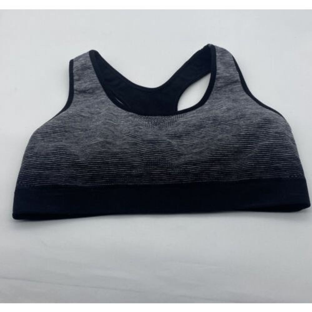 SMARTWOOL PhD Seamless Racerback Sports Bra Size S Heathered Black and White
